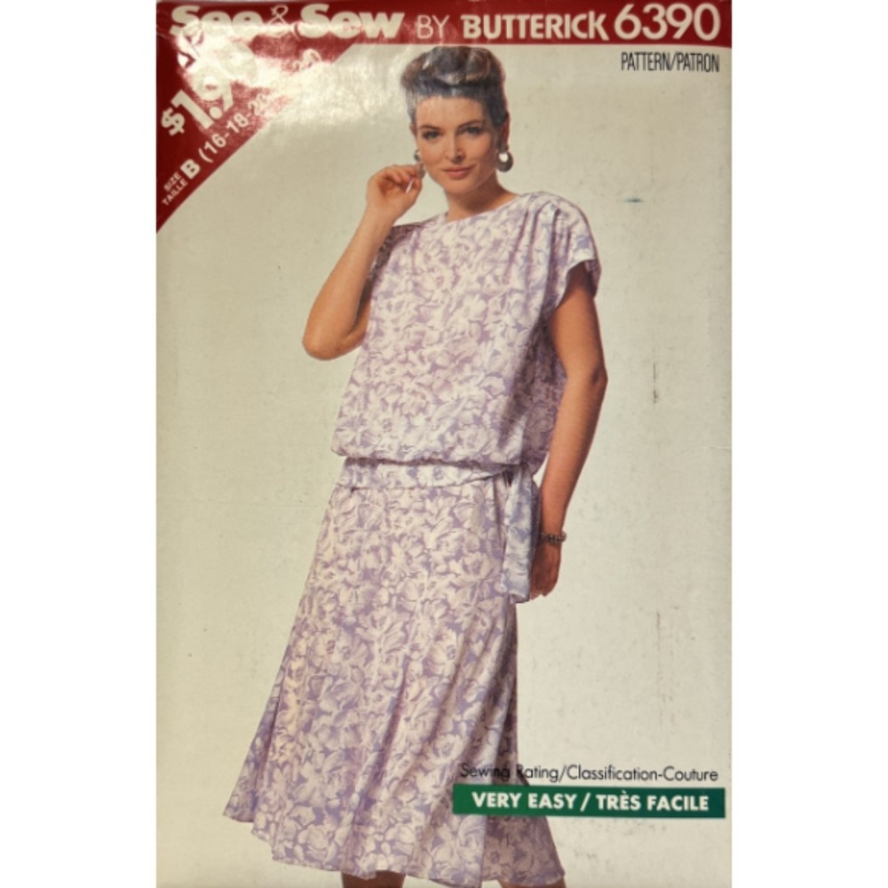 Vintage ©1988 See & Sew 6390 - Misses Top & Skirt - Sizes 16-18-20-22-24